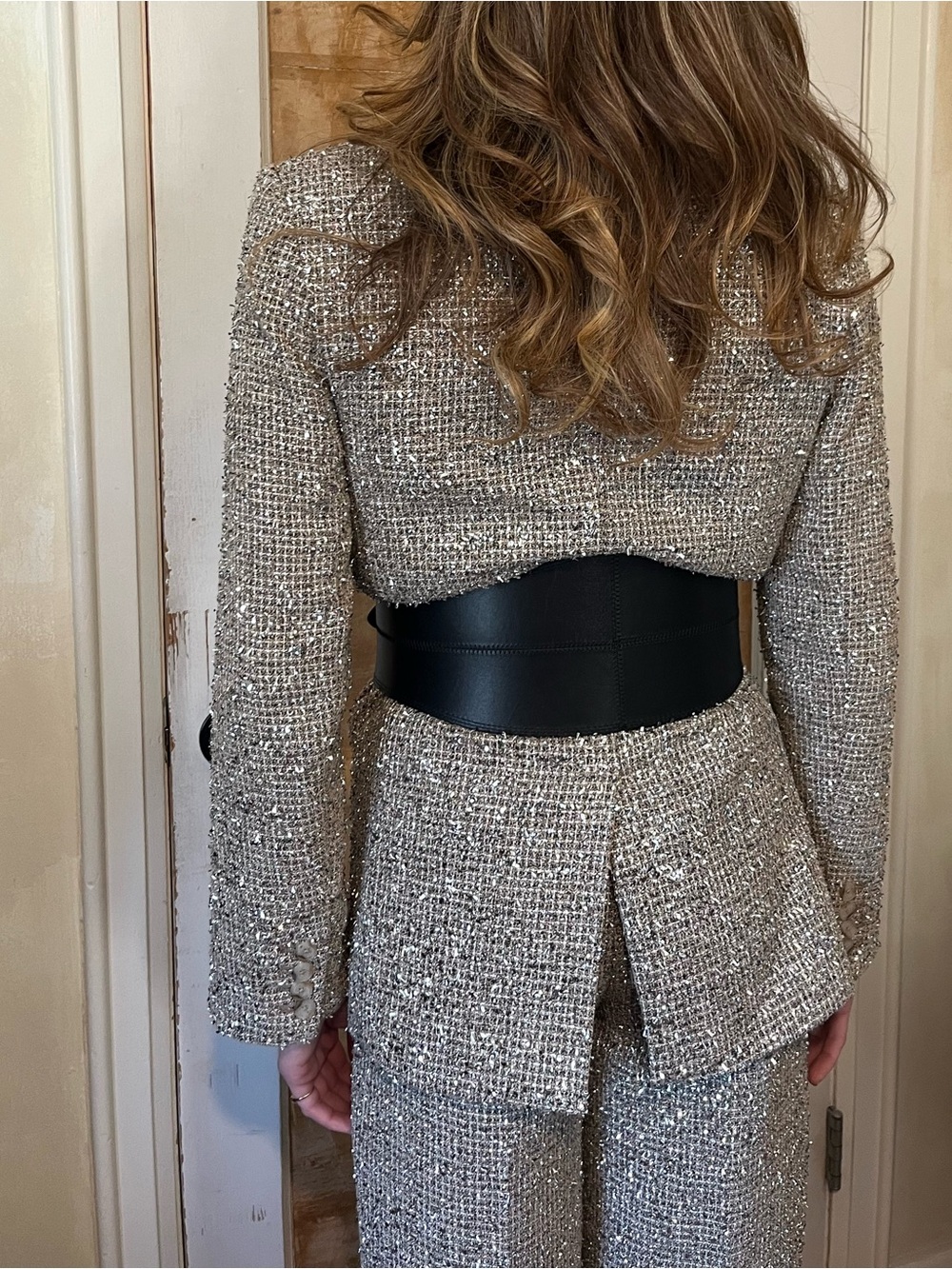Relaxed fit tinsel suit jacket (size s) and straight fit pant (size 0)